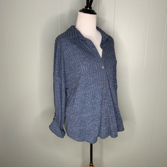 NWT Fashion Nova Blue Button Down Blouse XL - Picture 10 of 15